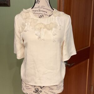 3.1 Phillip Lim Cream Blouse with Tassel Accents, Size 0